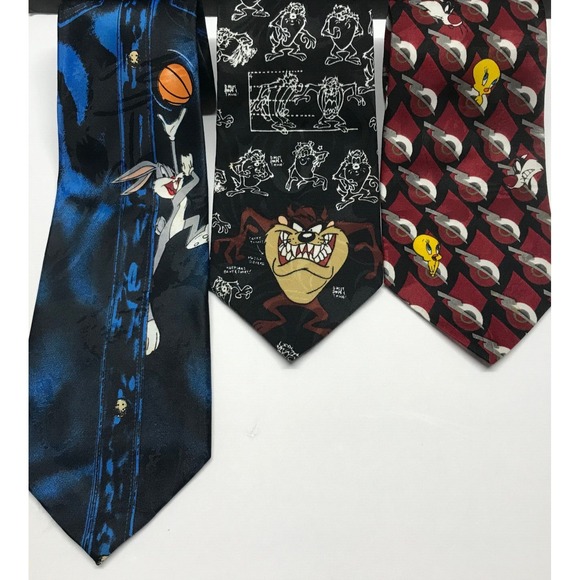 TAZ Bugs Bunny Basketball ~ Tweety Sylvester Looney Tunes Mania Tie Necktie Lot - Picture 4 of 4